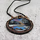 Pendant with mother-of-pearl painting as a gift, copper Mirror of Winter. Pendant. moyaksessyar. My Livemaster. Фото №6