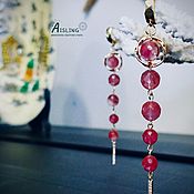 Серебряные серьги с амазонитом, розовым кораллом и барочным жемчугом