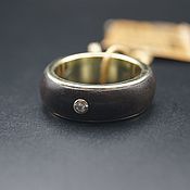 Украшения handmade. Livemaster - original item Gold ring with ebony and diamond 0,05 ct German Kabirski. Handmade.