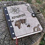 Канцелярские товары handmade. Livemaster - original item A5 notebook with wooden cover and leather cover. Handmade.