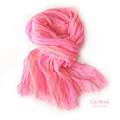 Бежевый шарф женский Палантин "Песок" жатый шарф шёлк 100%