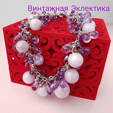 Винтаж ручной работы. Ярмарка Мастеров - ручная работа Винтаж: Колье винтажные: Колье с подвесками: кунциты и аметисты. Handmade.