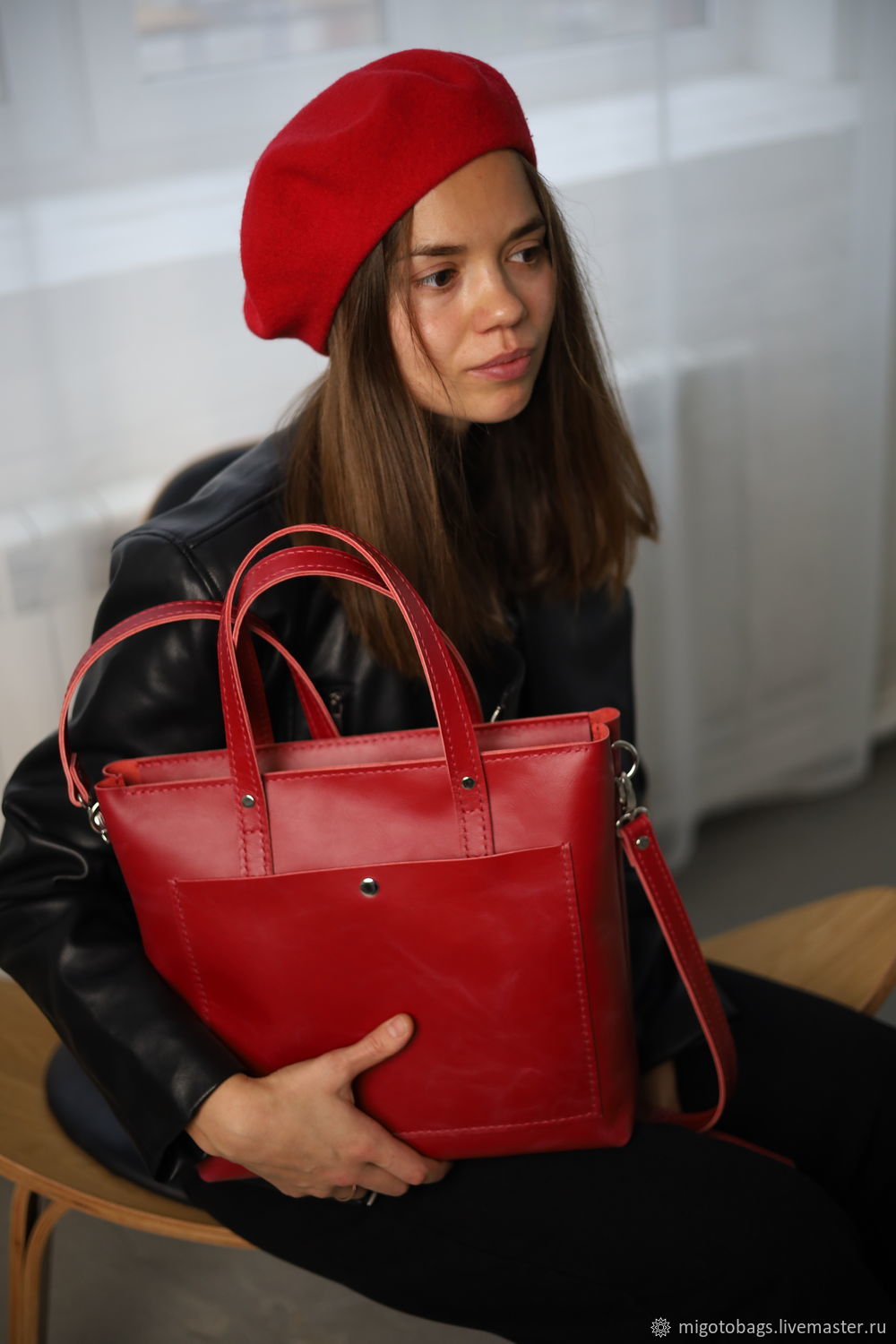Сумка кожаная женская красная, сумка-тоут в интернет-магазине Ярмарка ...