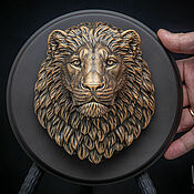 Для дома и интерьера handmade. Livemaster - original item Lion sculpture animal head portrait, bronze imitation. Handmade.