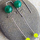 Unusual earrings with green stones. Earrings. WITHLOVE. Online shopping on My Livemaster.  Фото №2