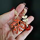 'Coral' earrings asymmetry with Murano glass, Earrings, Krasnodar,  Фото №1