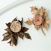 Украшения handmade. Livemaster - original item Miniature brooch made of leather rose color Nude. jewelry made of leather.. Handmade.