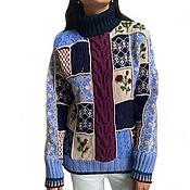 Одежда handmade. Livemaster - original item Women`s sweater Snow rose, merino, patchwork, hand embroidery. Handmade.
