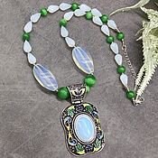 Украшения handmade. Livemaster - original item Moonstone, Green cat`s eye necklace with Pendant. Handmade.