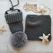 Аксессуары handmade. Livemaster - original item Winter kit available (hat and snood). Handmade.