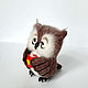 Совушка. Сова с кружкой, в пледе. Войлочная игрушка. Клюева Евгения Beautiful Owl. Ярмарка Мастеров.  Фото №12