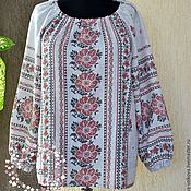 Embroidered dress with lace in ethno style made of cotton