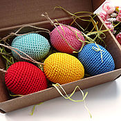 Сувениры и подарки handmade. Livemaster - original item Set of 5 pieces 6 cm Easter Eggs Knitted Bright. Handmade.