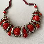 Украшения handmade. Livemaster - original item Necklace coral color, large stones a gift for a woman for the New Year. Handmade.