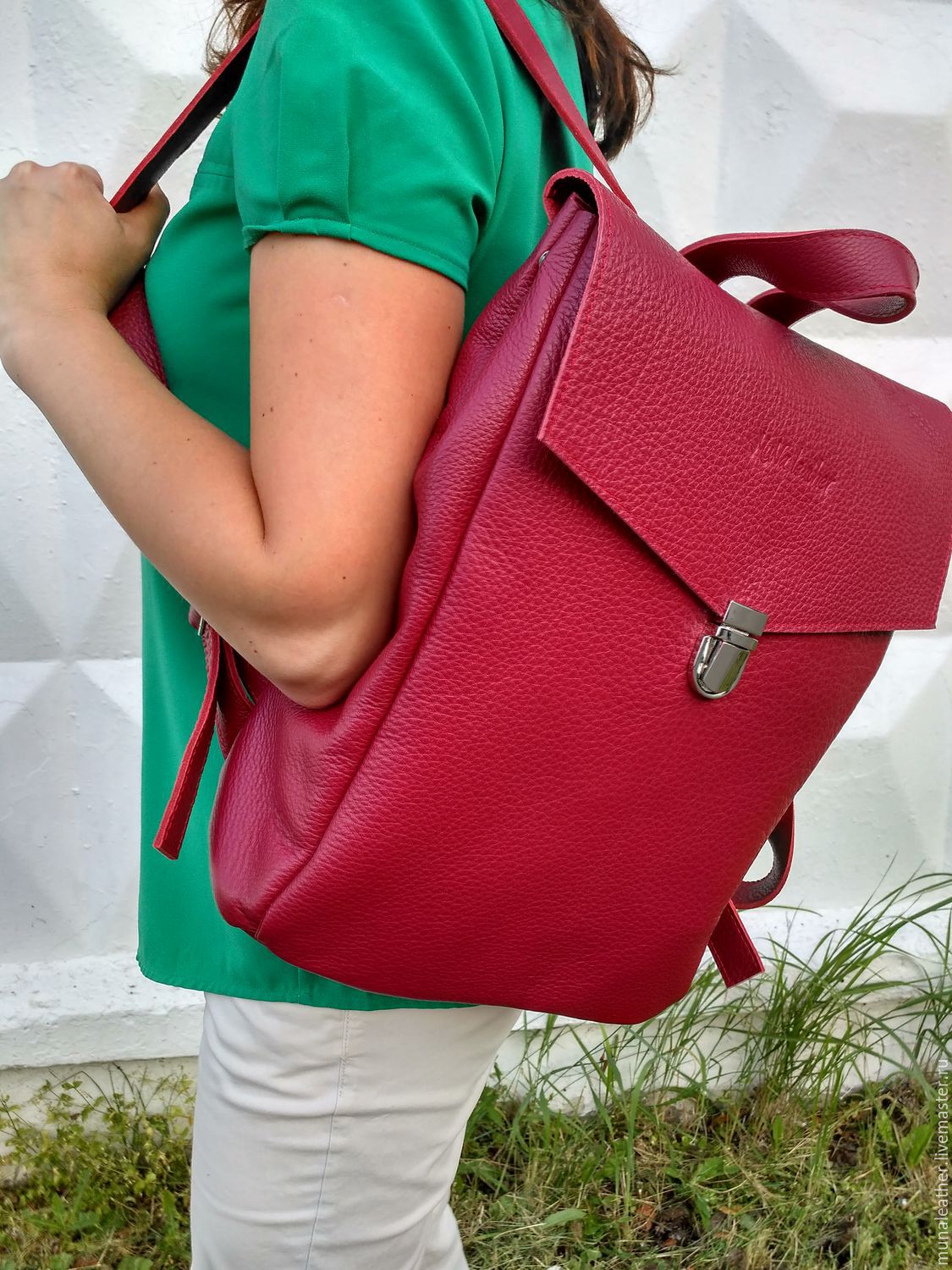 Large leather backpack Raspberry. The urban leather backpack, Backpacks, Moscow,  Фото №1