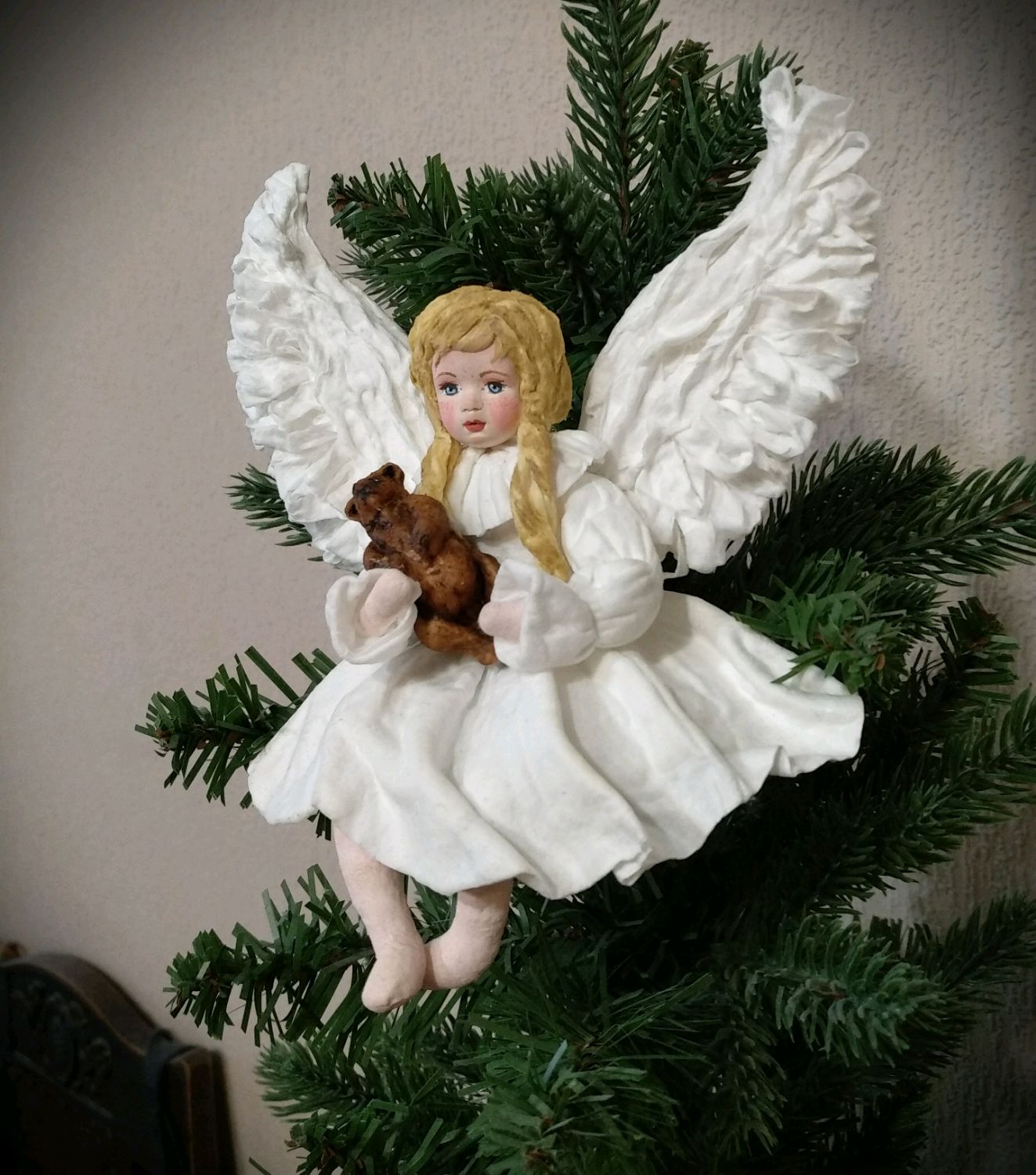 Мягкая игрушка «Ангелочек», 18 см, цвет белый/жёлтый