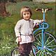 Картина в раме: "Мальчик с велосипедом", холст, масло, Картины, Москва,  Фото №1