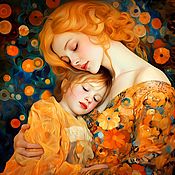 Картины и панно handmade. Livemaster - original item A bright picture of a mother and daughter. Love Painting Family. A gift for mom, wife. Handmade.
