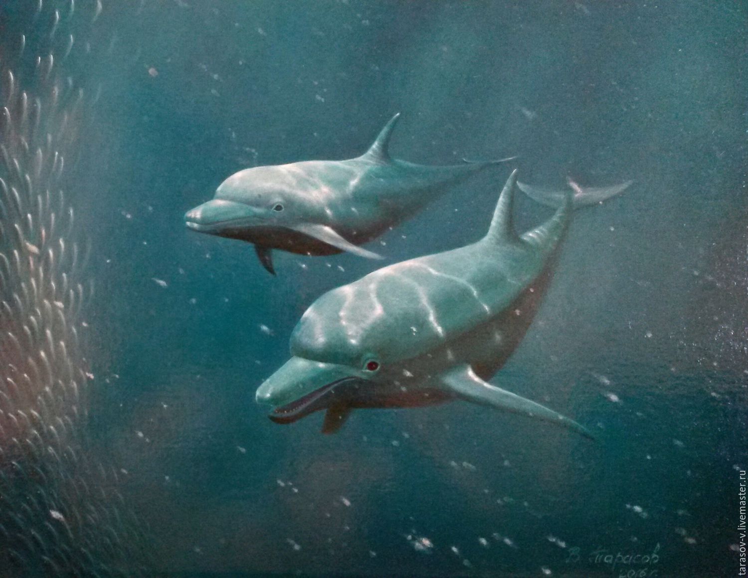 Дельфин живопись в воде