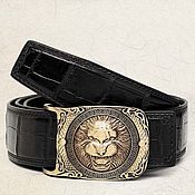 Аксессуары handmade. Livemaster - original item Crocodile leather belt with 