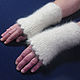 Order Women's knitted fingerless gloves White. Warm Yarn. Livemaster. . Mitts Фото №3