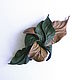 Tara Flower Leather Brooch Herbal Green Beige Brown. Brooches. De-Si-Re. My Livemaster. Фото №4