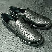 Обувь ручной работы handmade. Livemaster - original item Slip-ons made of genuine Python leather and calfskin, in stock!. Handmade.