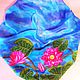 Batik shawl `Pink Lotus` 100% silk satin.Fair masters.Handmade.Buy gift girl woman.
