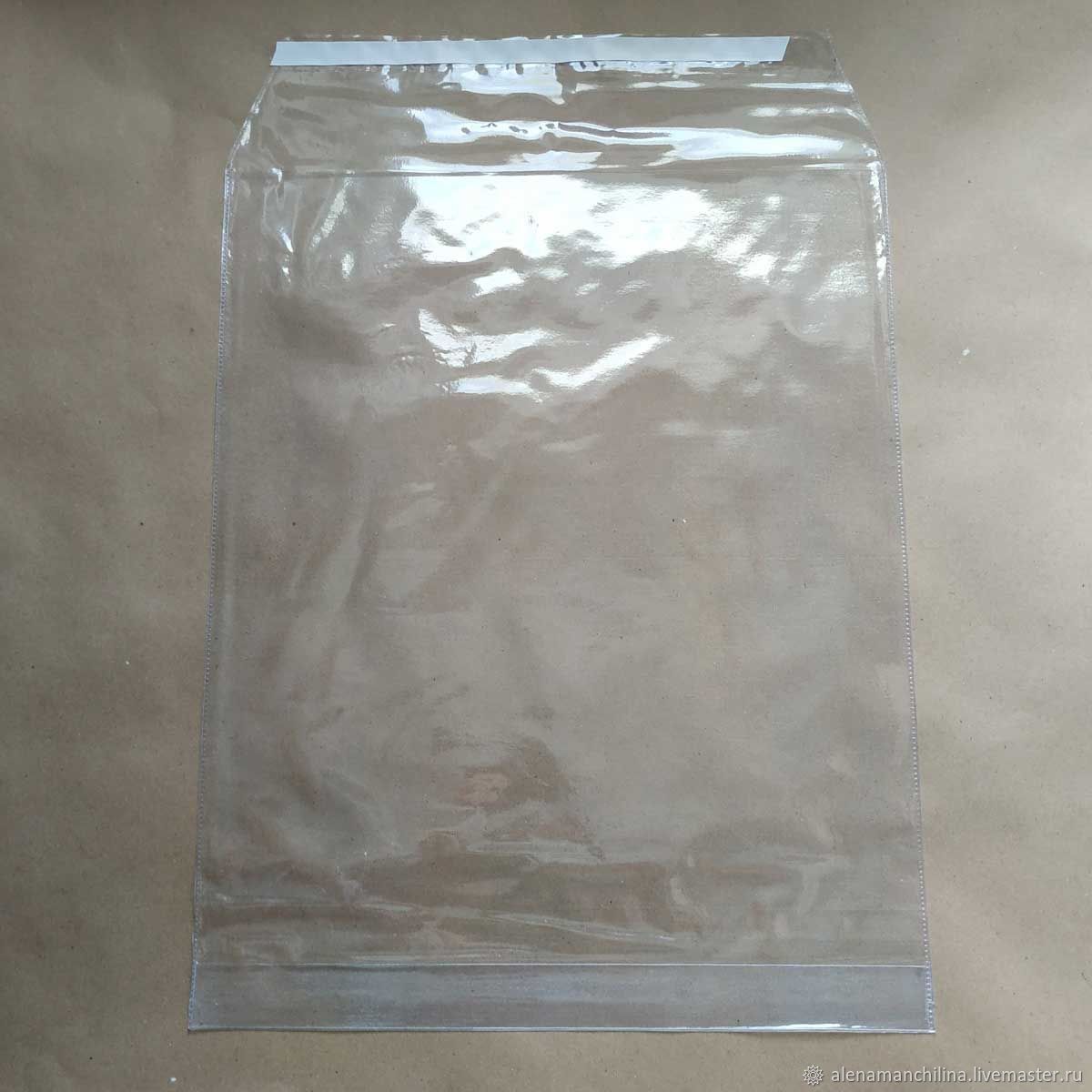 Пакет ПВХ 34,5х38+7 см. плоский со скотчем 120 мкрн
