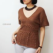 Одежда handmade. Livemaster - original item Sweatshirts: women`s jacket with short sleeves knitted Chocolate Ice Cream. Handmade.
