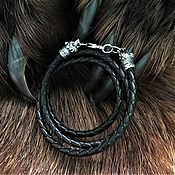 Украшения handmade. Livemaster - original item Gaitan leather cord with a bear`s head. Handmade.