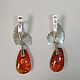 Amber Earrings Amber Cognac Petals Pendants 925 Sterling Silver Star. Vintage earrings. Aleshina. My Livemaster. Фото №4