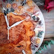 Часы настенные Лофт "Морской прибой" Дерево орех 35 см