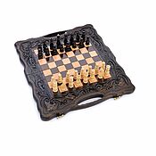 Chess checkers backgammon carved 