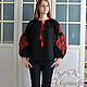Blouse shirt with embroidery black linen in boho style. Blouses. Kupava - ethno/boho. My Livemaster. Фото №5