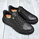 Sneakers made of genuine leather, with imitation weaving, black color!, Training shoes, St. Petersburg,  Фото №1