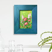 Картины и панно handmade. Livemaster - original item Blooming field. Flower picture in a wooden frame. Handmade.