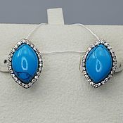Украшения handmade. Livemaster - original item Silver earrings with natural turquoise 16h11mm. Handmade.