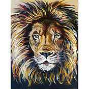Картины и панно handmade. Livemaster - original item Lion oil painting 30h40 Portrait of a lion. Handmade.