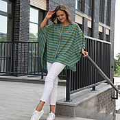 Одежда handmade. Livemaster - original item Striped blouse free size green. Handmade.