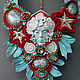 'Rusalka' Necklace and earrings made of leather and ceramics, Jewelry Sets, St. Petersburg,  Фото №1