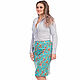  Cotton skirt with turquoise flowers, Skirts, Novosibirsk,  Фото №1