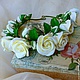 Венок на голову с кремовыми розами, Украшения для причесок, Москва,  Фото №1