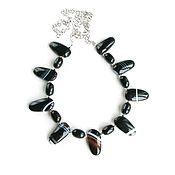 Украшения handmade. Livemaster - original item Black agate necklace on a chain 