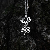 Украшения handmade. Livemaster - original item Lotus flower with double spiral — steel pendant on a chain. Handmade.