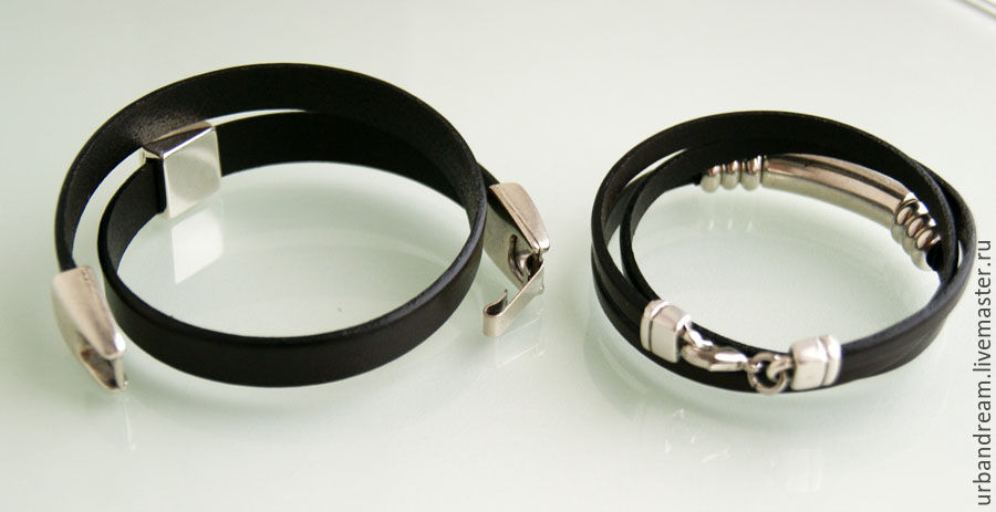 Комплект кожаных браслетов со swarovski