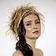 Evening turban hat hijab Beige silk satin with plumage. Caps. TURBAN SVS. Online shopping on My Livemaster.  Фото №2