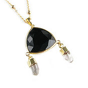 Украшения handmade. Livemaster - original item Pendant with obsidian and rock crystal, pendant on a chain. Handmade.