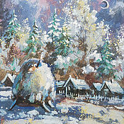 Картины и панно handmade. Livemaster - original item Pictures: Winter in the village. Handmade.