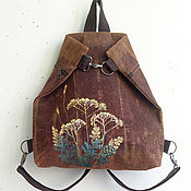 Рюкзак - сумка "Весенние сумерки", вощёный лён